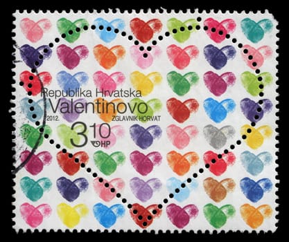 CROATIA - CIRCA 2012: stamp printed by Croatia shows heart, dedicated to Valentine's Day, circa 2012