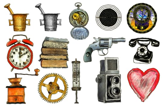 Drawing of the various object - icons - sign