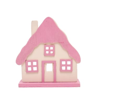 Pink house made of wood white detached