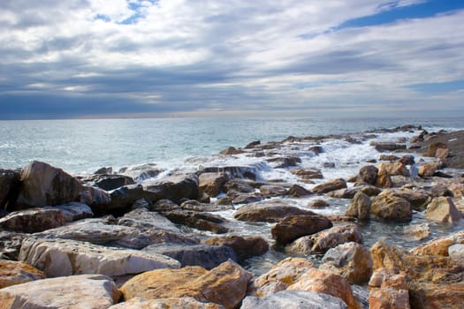 Stone beach in Almunecar, Andalusia, Spain