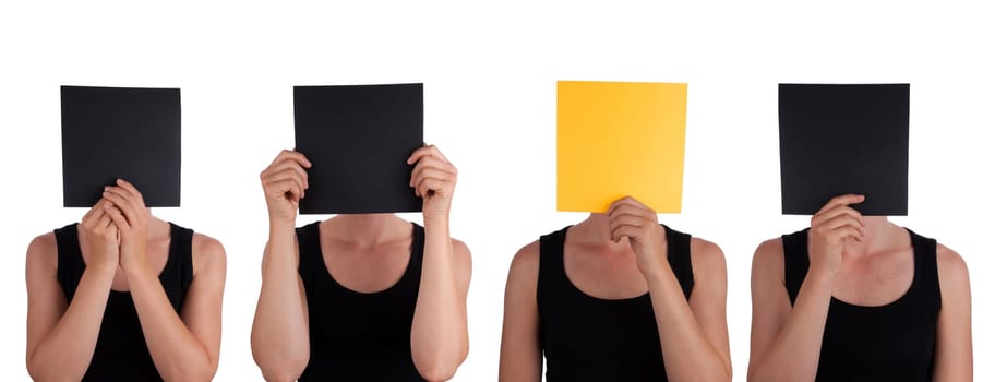 Four People Building a Team with one Outstanding Person, Isolated