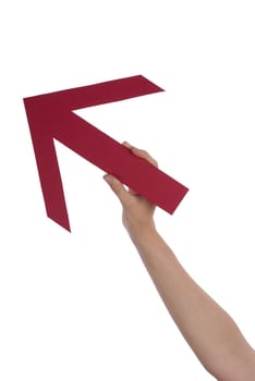 A Hand Holds a Red Arrow, Isolated