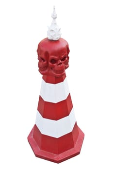 Traffic cones red skulls. Wat Rong Khun is a traffic cone. Chiangrai, Thailand.