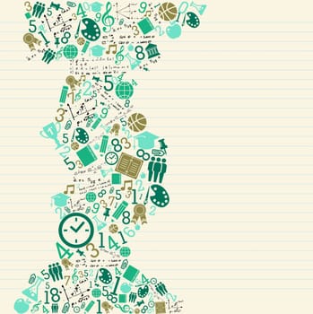 Back to School education green icons splash. Vector layered for easy personalization.