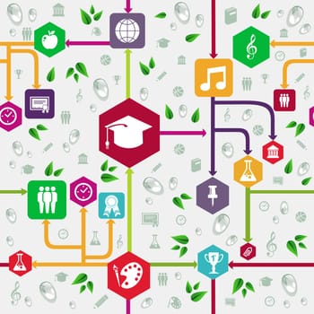 Back to School network flat icons education seamless pattern background. Vector layered for easy personalization.