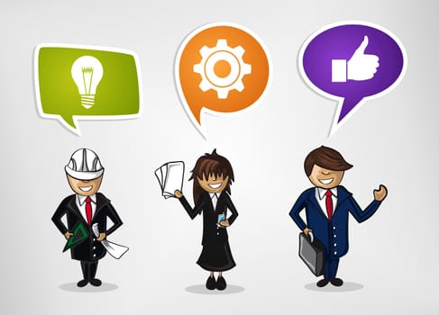 Workgroup business success people social media bubbles illustration. Vector file layered for easy personalization.