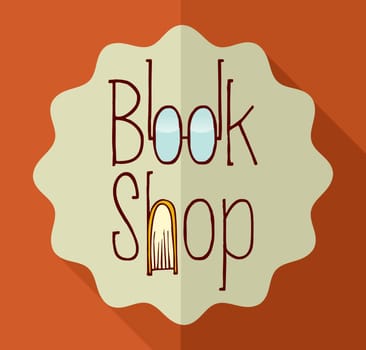 Vintage book shop, text and eyeglasses icons. Vector file layered for easy manipulation and custom coloring
