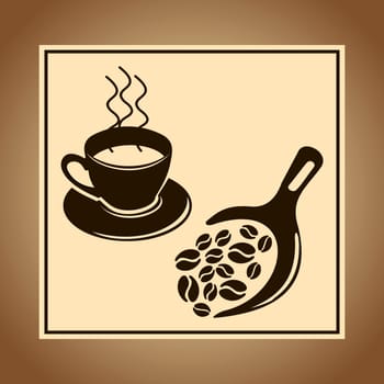 Cute vintage coffee mug beans illustration. Vector file layered for easy manipulation and custom coloring.