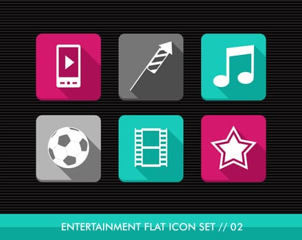 Colorful entertainment flat icon set