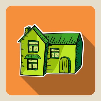 Hand drawn green house illustration. Vector file layered for easy editing