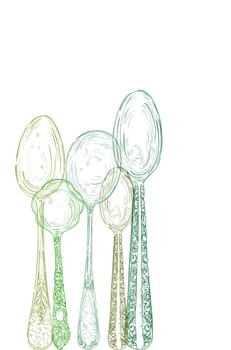Retro transparent silverware sketch style icons illustration. Vector file layered for easy manipulation and custom coloring..