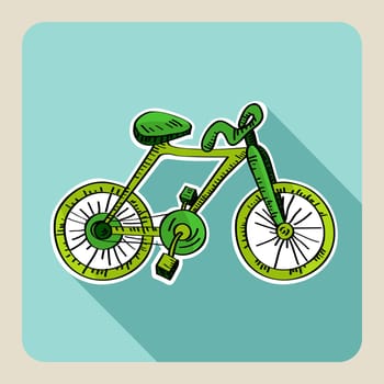 Sketch style green bicycle illustration. Vector file layered for easy editing.