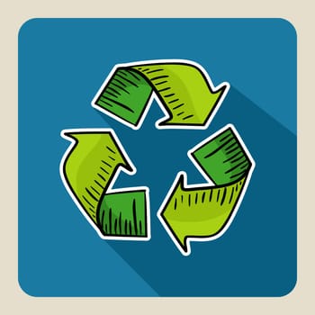 Sketch style green recycle icon illustration. Vector file layered for easy editing.