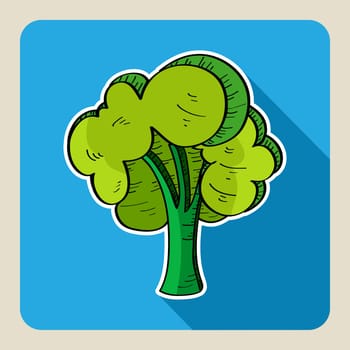Sketch style green tree illustration. Vector file layered for easy editing.