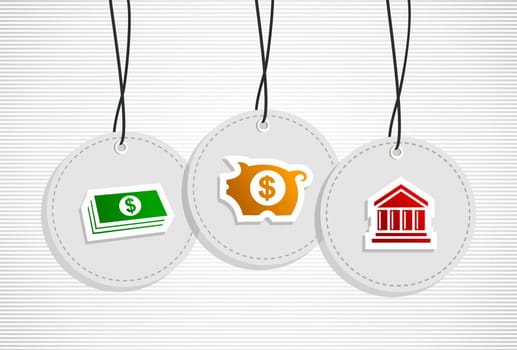 Business save money hang tags set illustration. Vector file layered for easy manipulation and custom coloring.