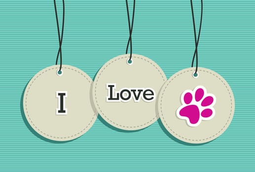 I love animals hang tags icons paw shape illustration set. Vector file layered for easy manipulation and custom coloring.