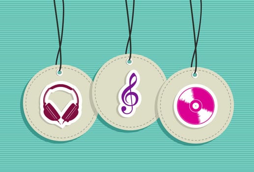 Vintage music hang tags set illustration. Vector file layered for easy manipulation and custom coloring.