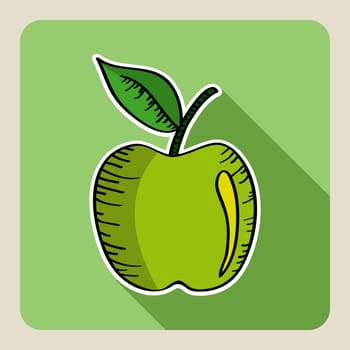 Hand drawn green apple fruit illustration. Vector file layered for easy editing.