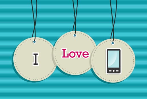 I love smart phone hang tags technology illustration set. Vector file layered for easy manipulation and custom coloring..