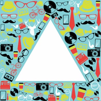 Retro fashion hipsters icons triangle shape illustration. Vector file layered for easy manipulation and custom coloring.