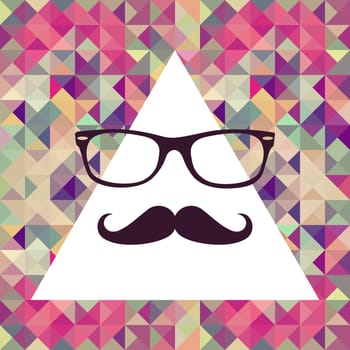 Colorful retro hipsters mustache and glasses face triangles. Vector file layered for easy manipulation and custom coloring.