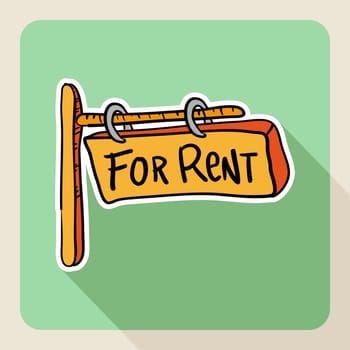 Vintage real estate sketch style property rental flat icon post sign. Vector file layered for easy editing.
