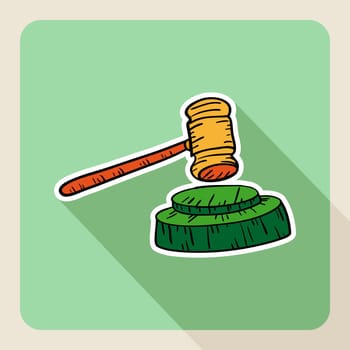 Real state property auction hammer hand drawn flat icon. Vector file layered for easy editing.