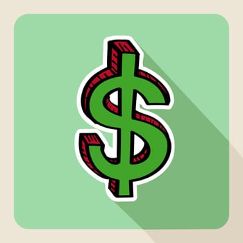 Money sign, hand drawn real estate flat icon. Vector file layered for easy editing.
