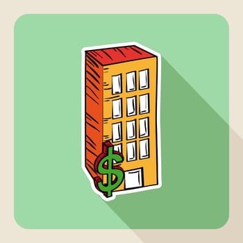 Sketch style real state building buy rent flat icon. Vector file layered for easy editing.