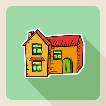 Hand drawn real estate house flat icon. Vector file layered for easy editing.