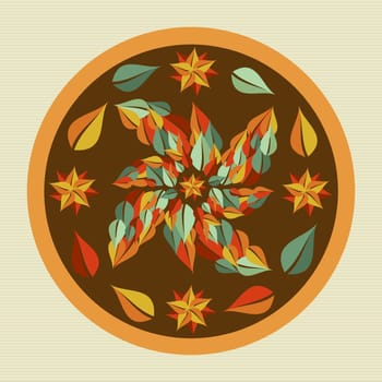 Circle leaf yoga mandala illustration. Vector file layered for easy manipulation and custom coloring.