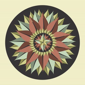 Circle leaves yoga mandala illustration. Vector file layered for easy manipulation and custom coloring.