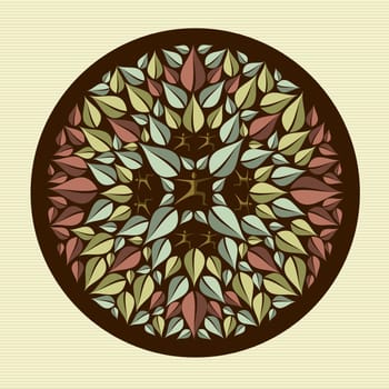 Circle leaf human mandala illustration. Vector file layered for easy manipulation and custom coloring.