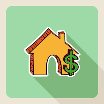 Real state house save money concept flat icons in sketch style. Vector file layered for easy editing.
