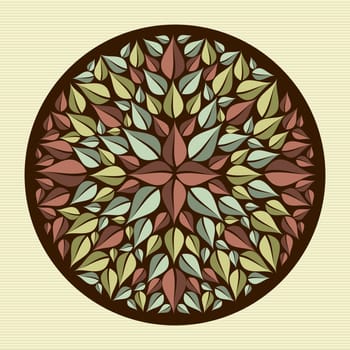Circle flower leaf mandala illustration. Vector file layered for easy manipulation and custom coloring.