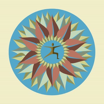 Circle leaves human mandala illustration. Vector file layered for easy manipulation and custom coloring.