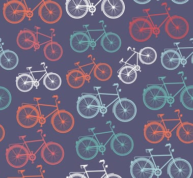 Vintage bike, seamless pattern background. Vector file layered for easy editing