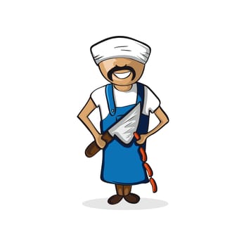 Profession career butcher man work success illustration. Vector file layered for easy personalization.