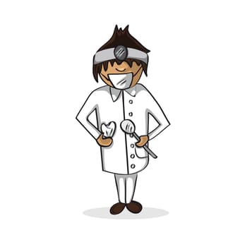 Professional career dentist man work success illustration. Vector file layered for easy personalization.