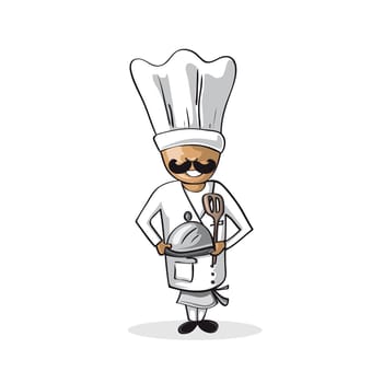 Profession career gourmet chef man work success illustration. Vector file layered for easy personalization..