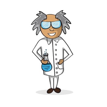 Professional career scientist man work success illustration. Vector file layered for easy personalization.
