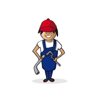 Professional plumber man job isolated over white. Vector file layered for easy personalization.