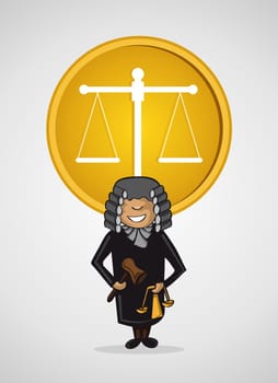 Service judge man cartoon law Justice scale icon. Vector file layered for easy personalization.