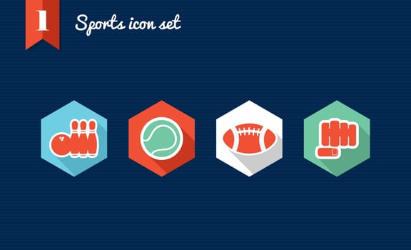 Colorful sport flat icon set