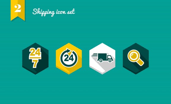 Colorful Shipping flat icon set, always open delivery shopping online app. Vector file layered for easy editing.