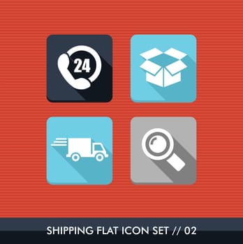 Colorful Shipping flat icon set, always open buy delivery online app. Vector file layered for easy editing.