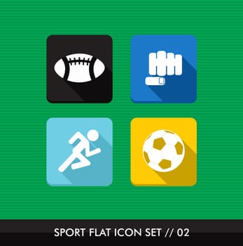Colorful Sport workout flat icon set, outdoors training online app. Vector file layered for easy editing.