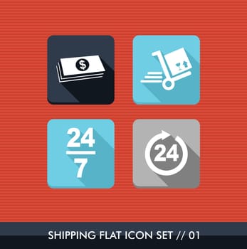 Colorful Shipping flat icon set, payment delivery purchase web app. Vector file layered for easy editing.