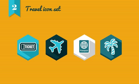Travel flat icon set, vacations ticket reservation web app. Vector file layered for easy editing.