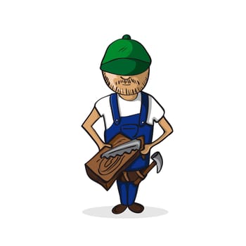 Profession career woodcraft man work success illustration. Vector file layered for easy personalization.